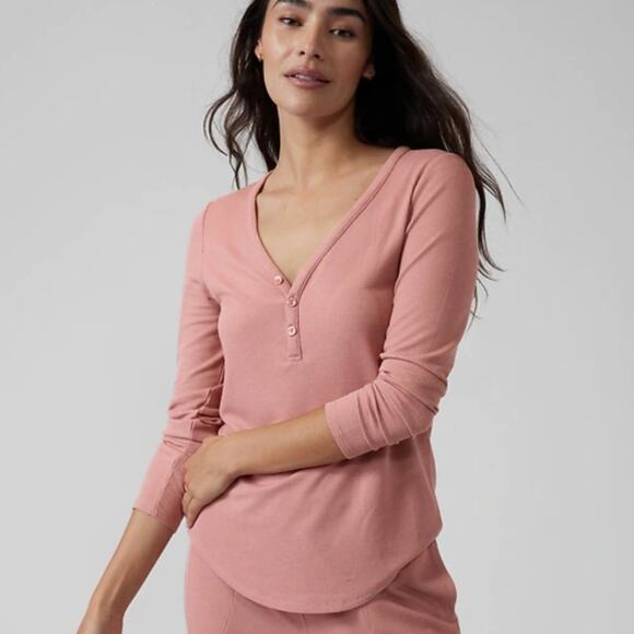 Athleta Wind Down Sleep Top Palermo Pink Size Large - Picture 2 of 7